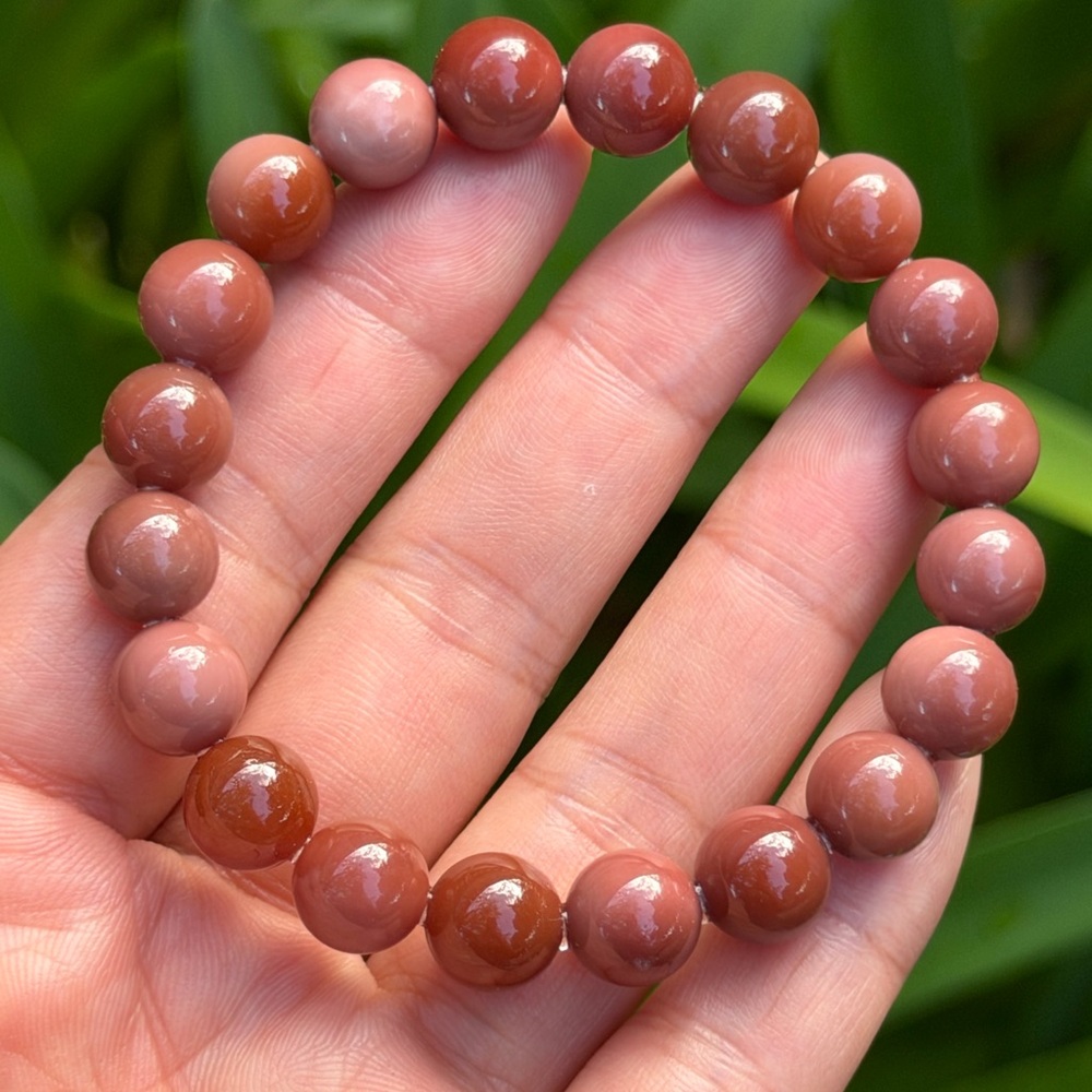 10mm stretchable red Alashan‎ agate bracelet 0447